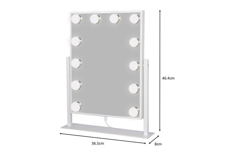 Glow Sminkespeil 36,5 cm med LED Belysning - Hvit - Hus & oppussing - Kjøkken & bad - Baderom - Baderomstilbehør