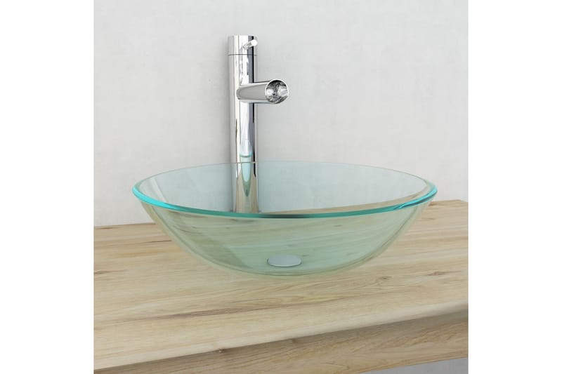 Basin Herdet Glass 42 cm Gjennomsiktig - Hus & oppussing - Kjøkken & bad - Baderom - Servant og håndvask - Enkel vask