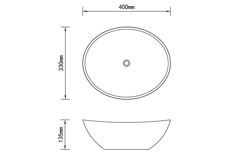 Luksusservant keramisk oval hvit 40 x 33 cm - Hus & oppussing - Kjøkken & bad - Baderom - Servant og håndvask - Enkel vask