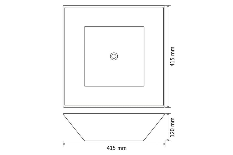 Servant keramisk kvadratisk svart 41,5x41,5x12 cm - Hus & oppussing - Kjøkken & bad - Baderom - Servant og håndvask - Enkel vask