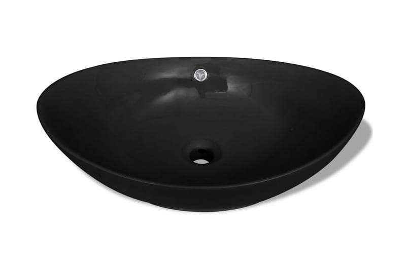 Svart Luksus Keramisk Vask Oval med Overløp 59 x 38,5 cm - Hus & oppussing - Kjøkken & bad - Baderom - Servant og håndvask - Enkel vask