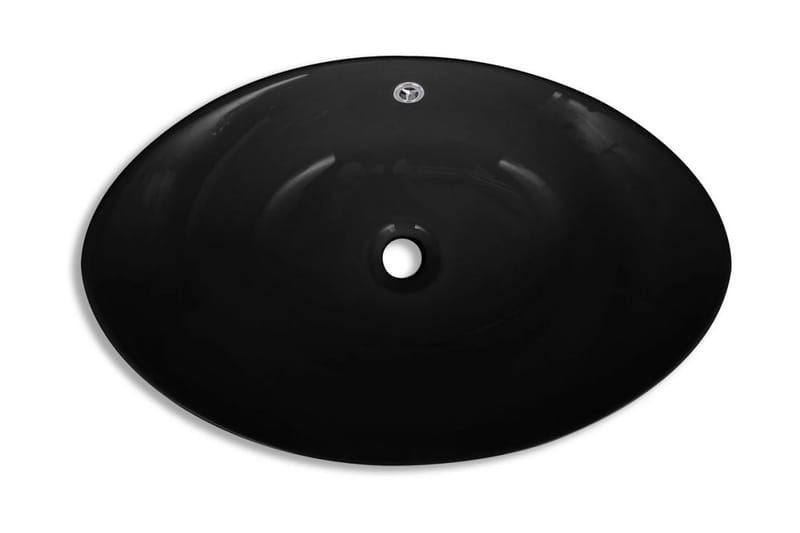 Svart Luksus Keramisk Vask Oval med Overløp 59 x 38,5 cm - Hus & oppussing - Kjøkken & bad - Baderom - Servant og håndvask - Enkel vask