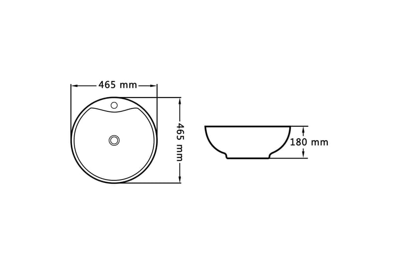 Vask med overløpsfunksjon 46,5x18 cm keramikk hvit - Hus & oppussing - Kjøkken & bad - Baderom - Servant og håndvask - Enkel vask