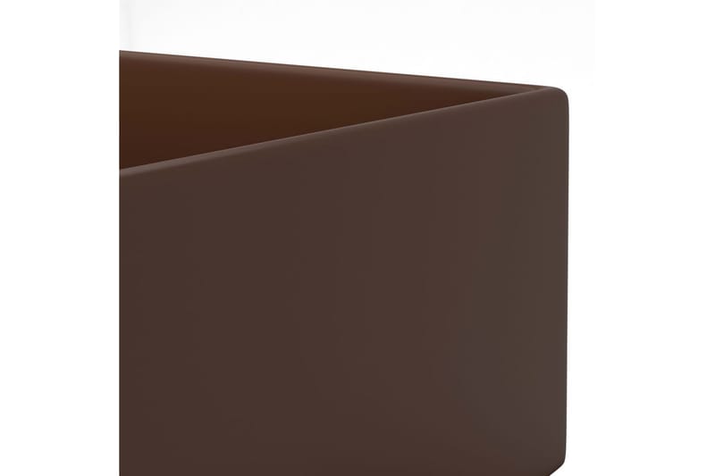 Vegghengt badeservant med overløp keramisk mørkebrun - Enkel vask