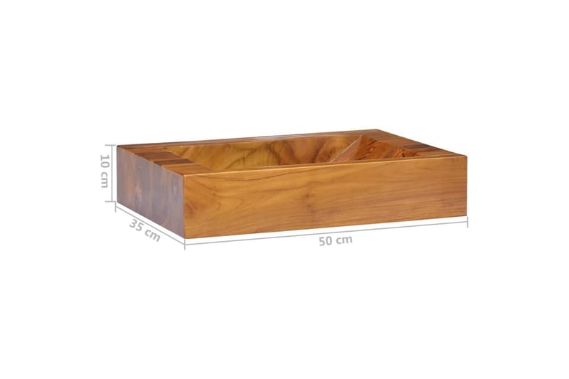 Vask heltre teak 50x35x10 cm - Brun - Hus & oppussing - Kjøkken & bad - Baderom - Servant og håndvask - Enkel vask