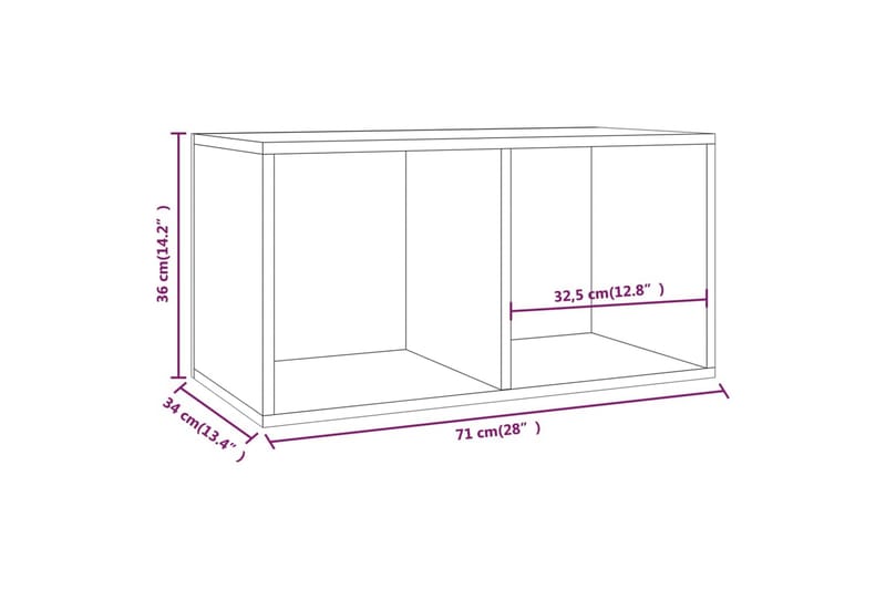 beBasic Oppbevaringsboks for vinyl brun eik 71x34x36 cm konstruert tre - Brun - Hus & oppussing - Kjøkken & bad - Kjøkken & vaskerom - Kjøkkeninnredning - Kjøkkenhylle