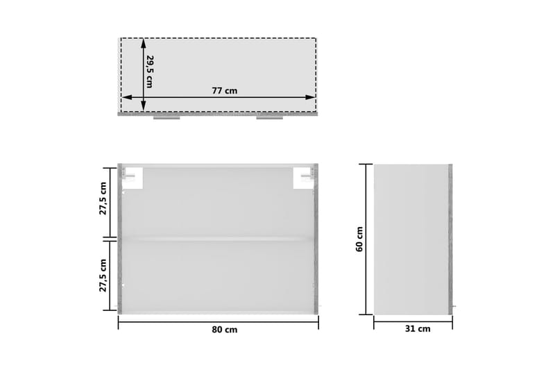 beBasic Vegghengt glasskap grå sonoma 80x31x60 cm konstruert tre - GrÃ¥ - Hus & oppussing - Kjøkken & bad - Kjøkken & vaskerom - Kjøkkeninnredning - Kjøkkenskap