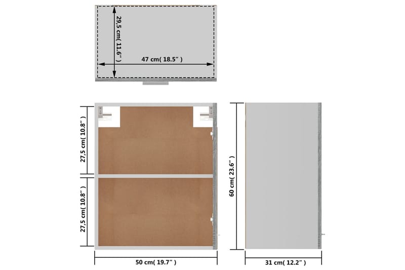 beBasic Vegghengt skap grå sonoma 50x31x60 cm konstruert tre - GrÃ¥ - Hus & oppussing - Kjøkken & bad - Kjøkken & vaskerom - Kjøkkeninnredning - Kjøkkenskap