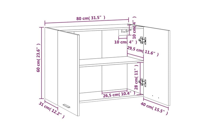 beBasic Vegghengt skap røkt eik 80x31x60 cm konstruert tre - Brun - Hus & oppussing - Kjøkken & bad - Kjøkken & vaskerom - Kjøkkeninnredning - Kjøkkenskap