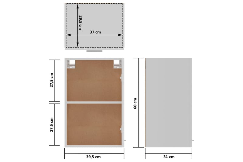 Kjøkkenskap høyglans hvit 39,5x31x60 cm sponplate - Hvit - Hus & oppussing - Kjøkken & bad - Kjøkken & vaskerom - Kjøkkeninnredning - Kjøkkenskap