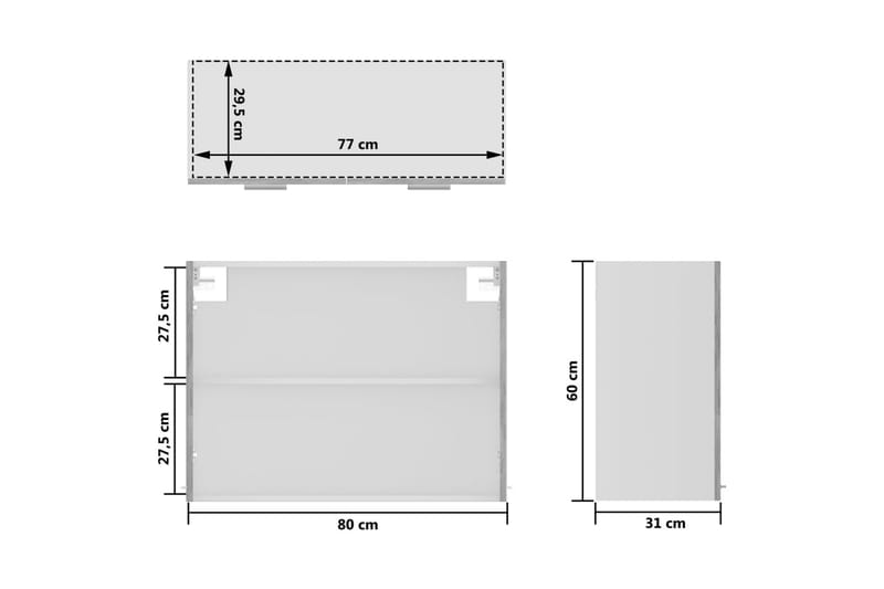 Hengende skap glass betonggrå 80x31x60 cm sponplate - Grå - Hus & oppussing - Kjøkken & bad - Kjøkken & vaskerom - Kjøkkeninnredning - Kjøkkenskap