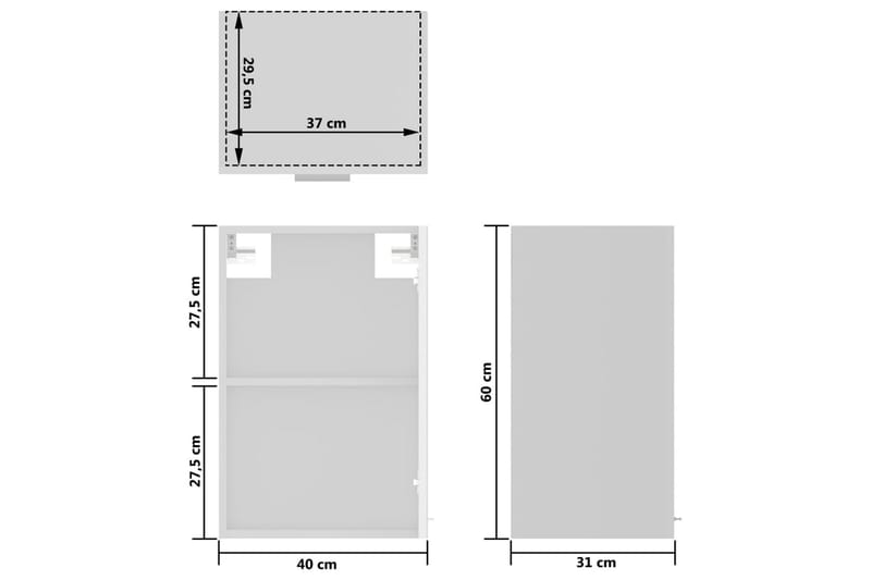 Hengende skap glass høyglans hvit 40x31x60 cm sponplate - Hvit - Hus & oppussing - Kjøkken & bad - Kjøkken & vaskerom - Kjøkkeninnredning - Kjøkkenskap