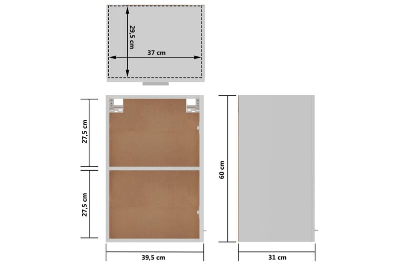 Kjøkkenskap hvit 39,5x31x60 cm sponplate - Hvit - Hus & oppussing - Kjøkken & bad - Kjøkken & vaskerom - Kjøkkeninnredning - Kjøkkenskap