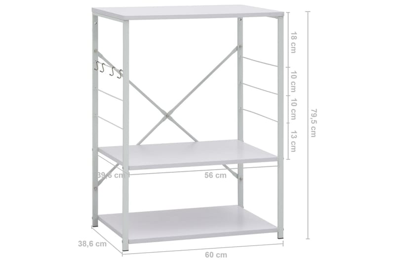 Hylle til mikrobølgeovn hvit 60x39,6x79,5 cm sponplate - Hus & oppussing - Kjøkken & bad - Kjøkken & vaskerom - Kjøkkeninnredning - Kjøkkenskap