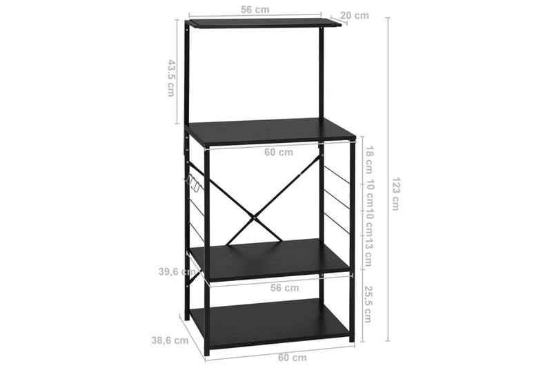 Hylle til mikrobølgeovn svart 60x39,6x123 cm sponplate - Hus & oppussing - Kjøkken & bad - Kjøkken & vaskerom - Kjøkkeninnredning - Kjøkkenskap