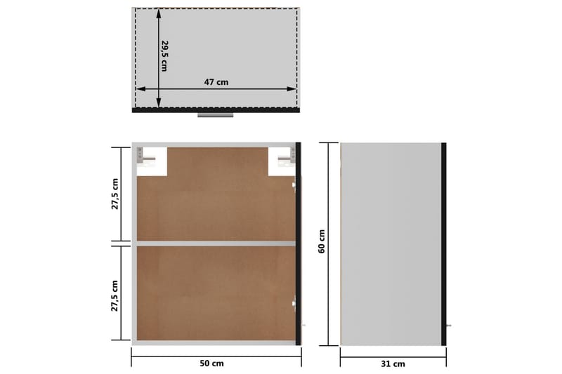 Kjøkkenskap 2 stk svart 50x31x60 cm sponplate - Svart - Hus & oppussing - Kjøkken & bad - Kjøkken & vaskerom - Kjøkkeninnredning - Kjøkkenskap