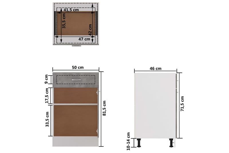 Kjøkkenskap betonggrå 50x46x81,5 cm sponplate - Grå - Hus & oppussing - Kjøkken & bad - Kjøkken & vaskerom - Kjøkkeninnredning - Kjøkkenskap