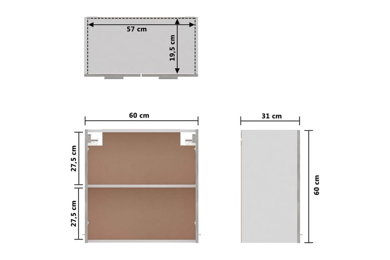 Kjøkkenskap betonggrå 60x31x60 cm sponplate - Grå - Hus & oppussing - Kjøkken & bad - Kjøkken & vaskerom - Kjøkkeninnredning - Kjøkkenskap