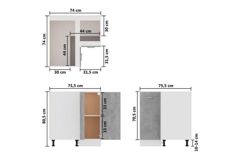 Kjøkkenskap betonggrå 75,5x75,5x80,5 cm sponplate - Grå - Hus & oppussing - Kjøkken & bad - Kjøkken & vaskerom - Kjøkkeninnredning - Kjøkkenskap