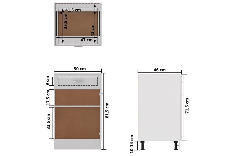 Kjøkkenskap høyglans hvit 50x46x81,5 cm sponplate - Hvit - Hus & oppussing - Kjøkken & bad - Kjøkken & vaskerom - Kjøkkeninnredning - Kjøkkenskap