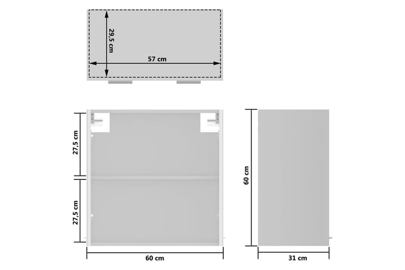 Kjøkkenskap høyglans hvit 60x31x60 cm sponplate - Hvit - Hus & oppussing - Kjøkken & bad - Kjøkken & vaskerom - Kjøkkeninnredning - Kjøkkenskap