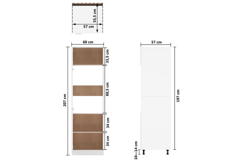 Kjøkkenskap hvit 60x57x207 cm sponplate - Hvit - Hus & oppussing - Kjøkken & bad - Kjøkken & vaskerom - Kjøkkeninnredning - Kjøkkenskap