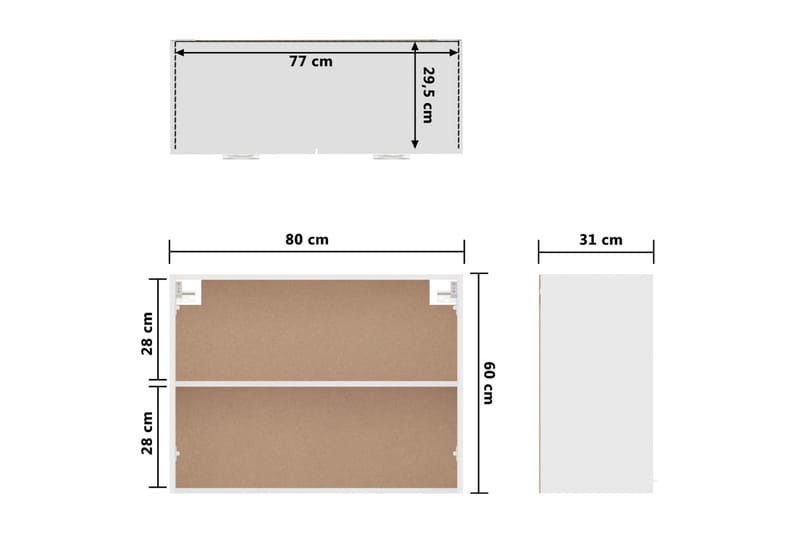 Kjøkkenskap hvit 80x31x60 cm sponplate - Hvit - Hus & oppussing - Kjøkken & bad - Kjøkken & vaskerom - Kjøkkeninnredning - Kjøkkenskap