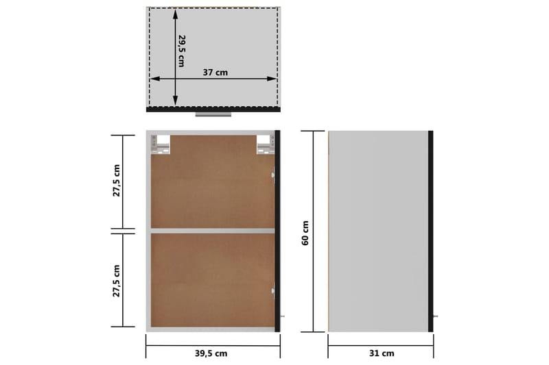 Kjøkkenskap svart 39,5x31x60 cm sponplate - Svart - Hus & oppussing - Kjøkken & bad - Kjøkken & vaskerom - Kjøkkeninnredning - Kjøkkenskap