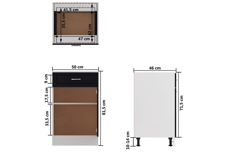 Kjøkkenskap svart 50x46x81,5 cm sponplate - Svart - Hus & oppussing - Kjøkken & bad - Kjøkken & vaskerom - Kjøkkeninnredning - Kjøkkenskap