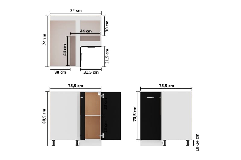 Kjøkkenskap svart 75,5x75,5x80,5 cm sponplate - Svart - Hus & oppussing - Kjøkken & bad - Kjøkken & vaskerom - Kjøkkeninnredning - Kjøkkenskap