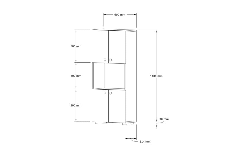 Rinorea Kjøkkenskap 60x140 cm - Brun - Hus & oppussing - Kjøkken & bad - Kjøkken & vaskerom - Kjøkkeninnredning - Kjøkkenskap