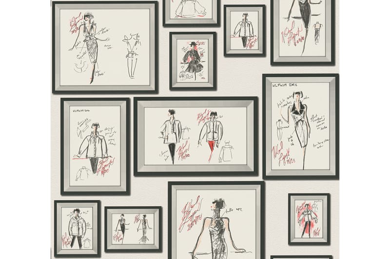 Designer Tapet Sketch by Karl Lagerfeld - AS Creation - Innredning - Veggdekorasjon - Tapeter - Mønstret tapet