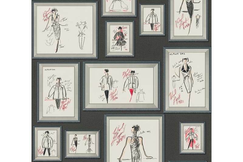 Designer Tapet Sketch by Karl Lagerfeld - AS Creation - Innredning - Veggdekorasjon - Tapeter - Mønstret tapet