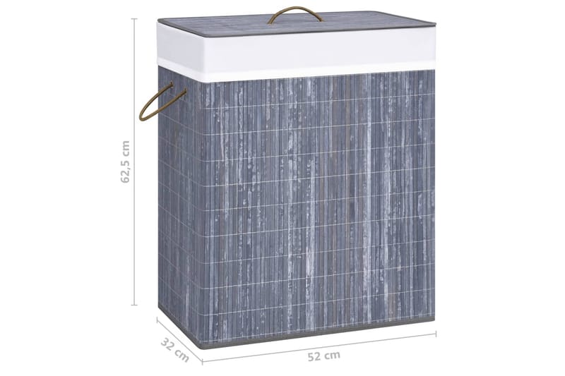 Skittentøyskurv bambus grå 100 L - Grå - Hus & oppussing - Kjøkken & bad - Kjøkken & vaskerom - Tørke & vasketilbehør - Skittentøyskurv