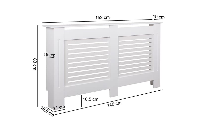 Wiemann Radiator Benk 152x19 cm - Hvit - Hus & oppussing - Klimakontroll - Oppvarming - Varmeelement & radiator - Radiatorskjuler