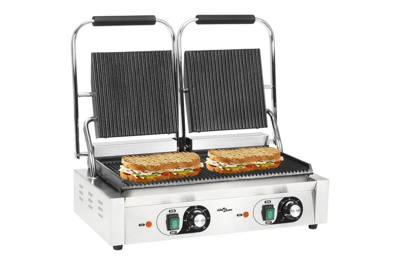 Dobbel riflet paninigrill 3600 W 58x41x19 cm - Husholdning - Matlaging & Baking - Kjøkkenutstyr