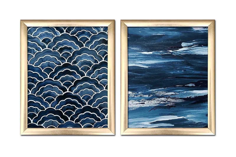 Bilde Nautical med Ramme 2-pk Flerfarget - 22,3x52,8 cm - Innredning - Bilder & kunst