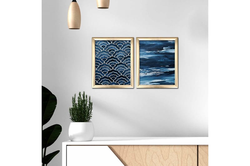 Bilde Nautical med Ramme 2-pk Flerfarget - 22,3x52,8 cm - Innredning - Bilder & kunst