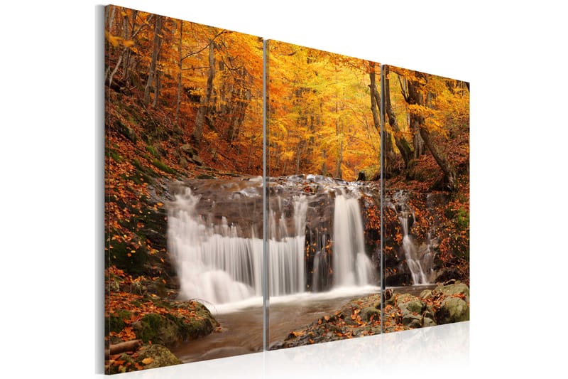 Bilde A Waterfall In The Middle Of Fall Trees 120x80 - Artgeist sp. z o. o. - Innredning - Bilder & kunst - Lerretsbilder