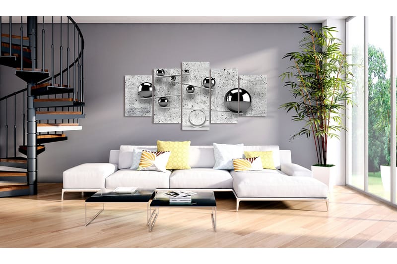 Bilde Balls And Concrete 5 Parts Wide 200x100 - Artgeist sp. z o. o. - Innredning - Bilder & kunst - Lerretsbilder