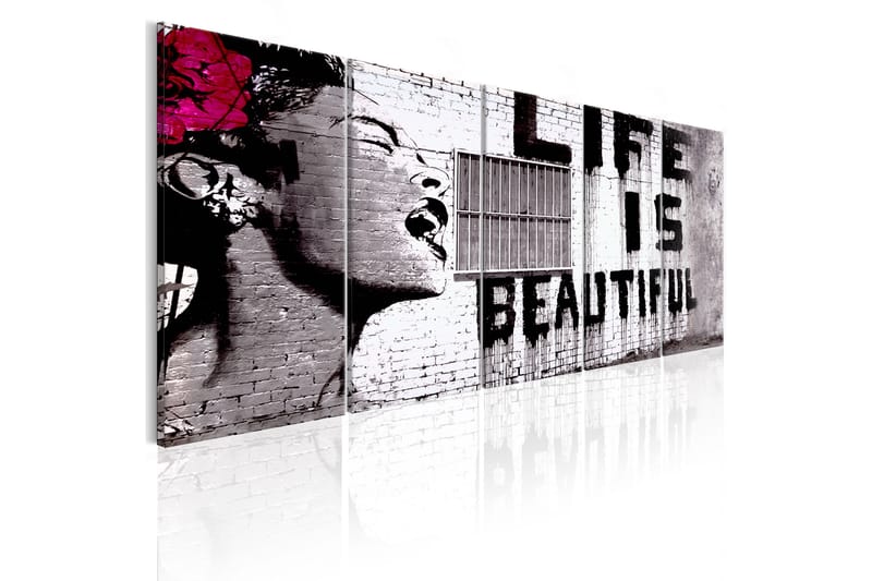 Bilde Banksy Life Is Beautiful 200x80 - Artgeist sp. z o. o. - Innredning - Bilder & kunst - Lerretsbilder