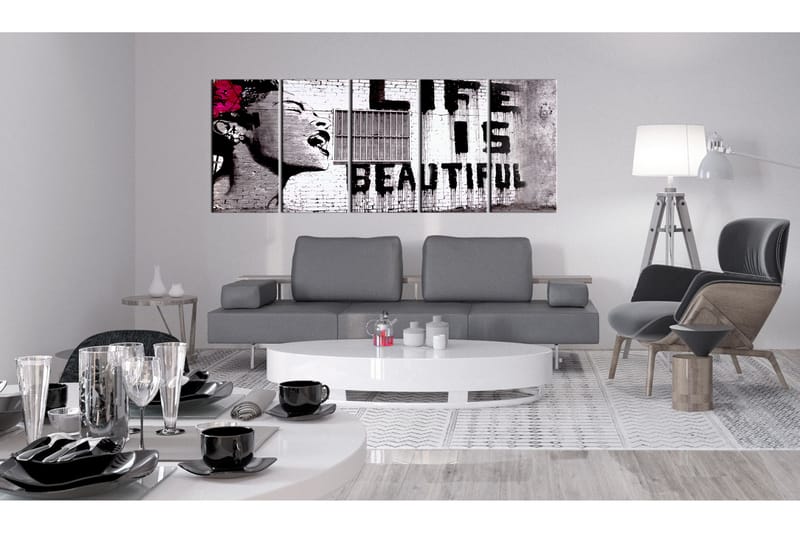 Bilde Banksy Life Is Beautiful 200x80 - Artgeist sp. z o. o. - Innredning - Bilder & kunst - Lerretsbilder