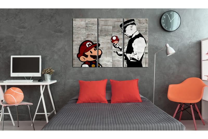 Bilde Banksy Mario Bros 120x80 - Artgeist sp. z o. o. - Innredning - Bilder & kunst - Lerretsbilder