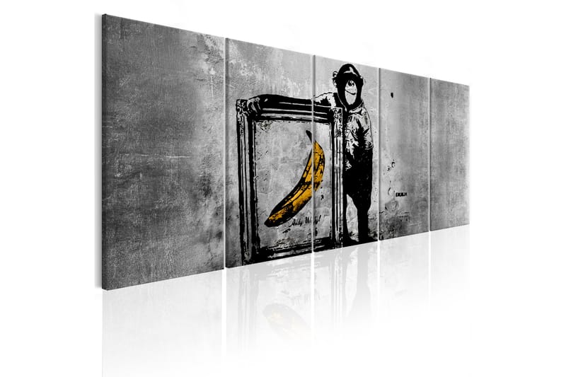 Bilde Banksy Monkey With Frame 200x80 - Artgeist sp. z o. o. - Innredning - Bilder & kunst - Lerretsbilder