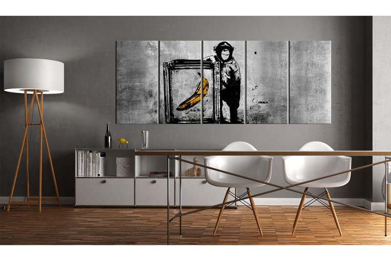 Bilde Banksy Monkey With Frame 200x80 - Artgeist sp. z o. o. - Innredning - Bilder & kunst - Lerretsbilder