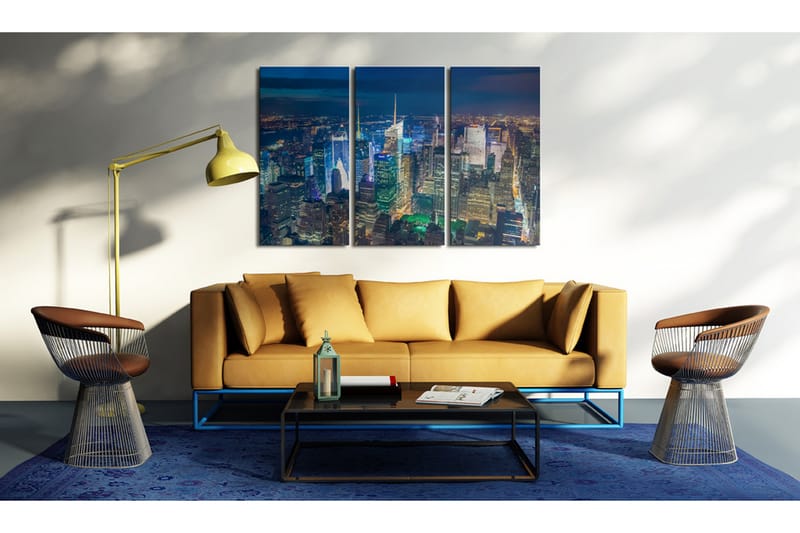 Bilde Bird´S Eye View Of New York City By Night 60x40 - Artgeist sp. z o. o. - Innredning - Bilder & kunst - Lerretsbilder