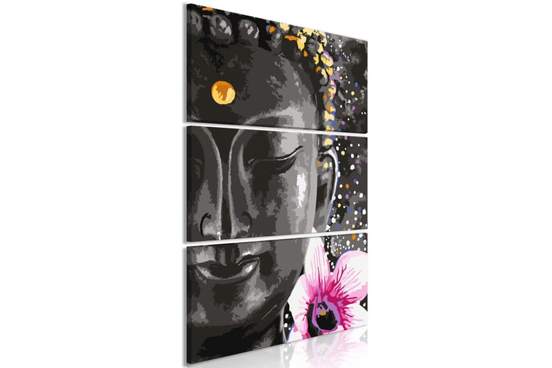 Bilde Buddha And Flower 3 Parts Vertical 80x120 - Artgeist sp. z o. o. - Innredning - Bilder & kunst - Lerretsbilder