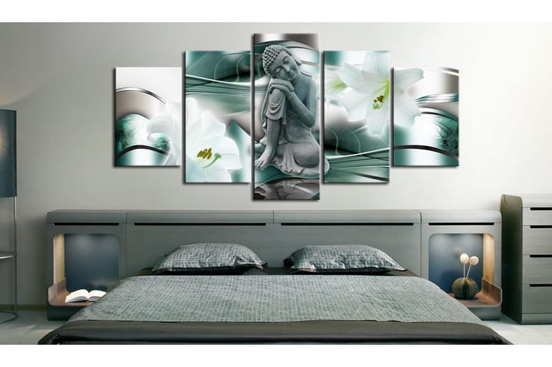 Bilde Buddha And Lilies 100x50 - Artgeist sp. z o. o. - Innredning - Bilder & kunst - Lerretsbilder