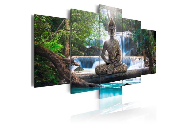 Bilde Buddha And Waterfall 100x50 - Artgeist sp. z o. o. - Innredning - Bilder & kunst - Lerretsbilder