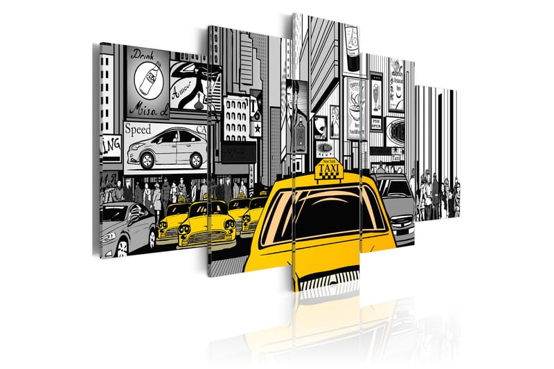 Bilde Cartoon Taxi 100x50 - Artgeist sp. z o. o. - Innredning - Bilder & kunst - Lerretsbilder